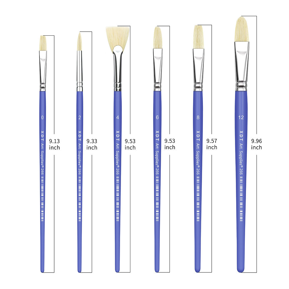 Thumbnail: XDT#266 Paint Brush Set–6Pcs Blue Hog Bristle Brushes for Acrylic Painting