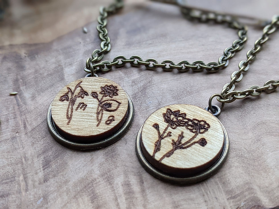 Thumbnail: Birth Month Flower Necklace - Personalised with Birth Flower & Initials