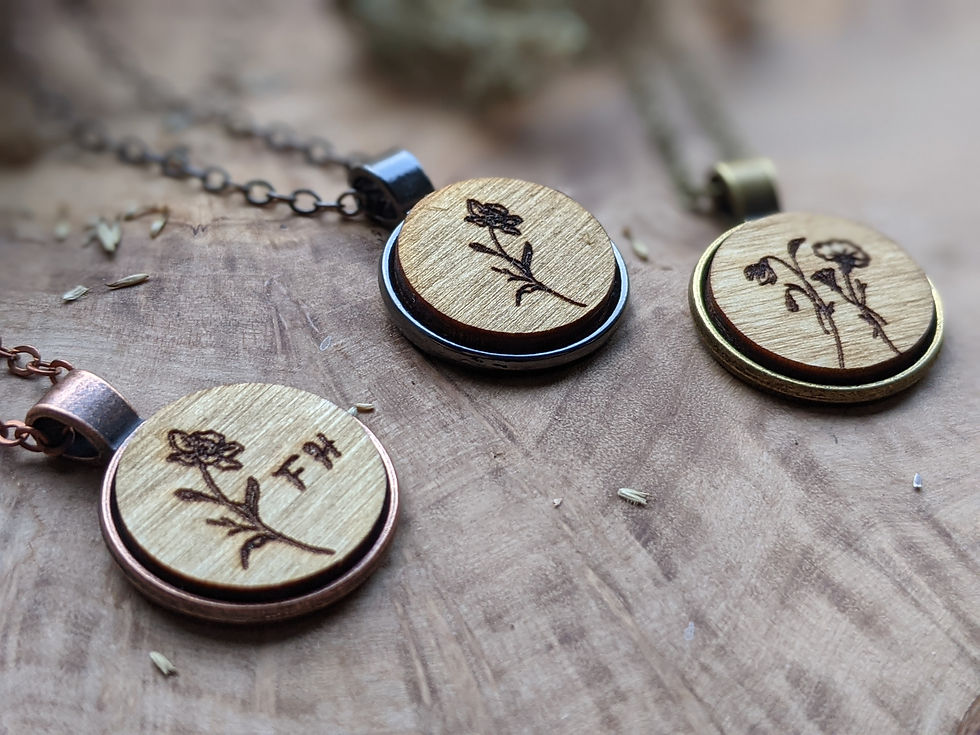 Thumbnail: Birth Flower Necklace With Custom Initials - Personalised