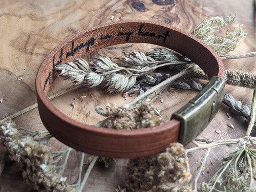 Genuine Leather Secret Message Bracelet Distressed Brown and