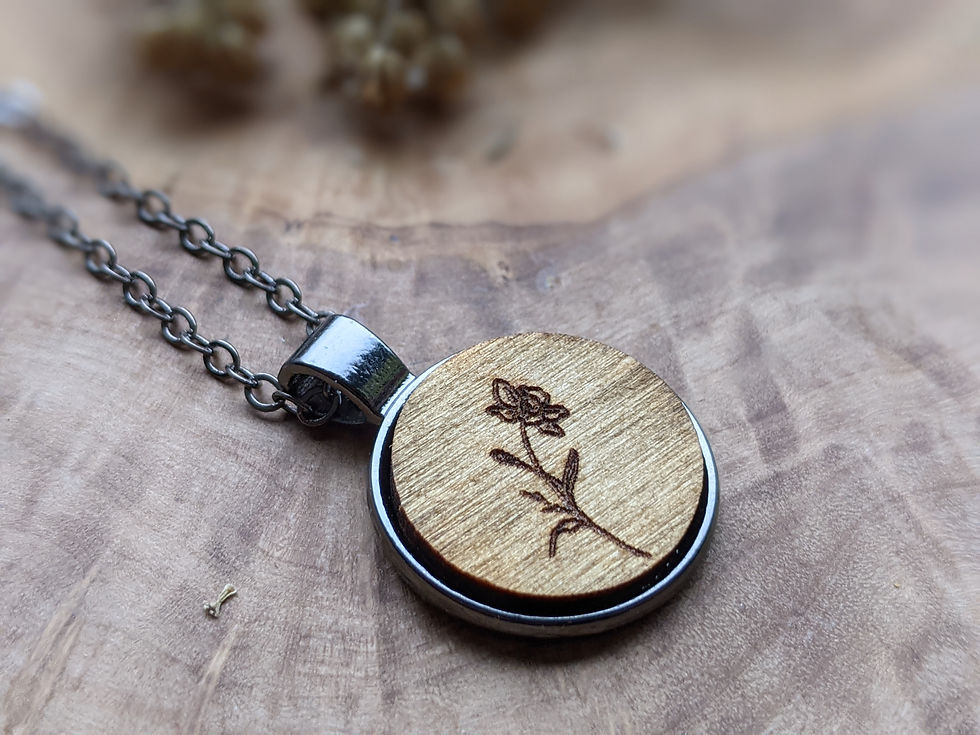 Thumbnail: Birth Month Flower Necklace - Personalised with Birth Flower & Initials