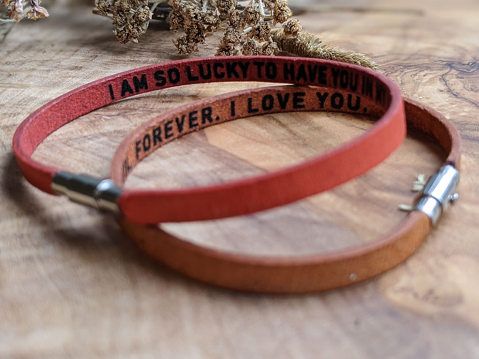 Thumbnail: Thin Leather Secret Message Bracelet
