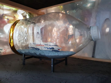 Aida, Plastic boat, pollution boat, party boat, plastic pollution, plastic soup, PET bottle, ship in a bottle.