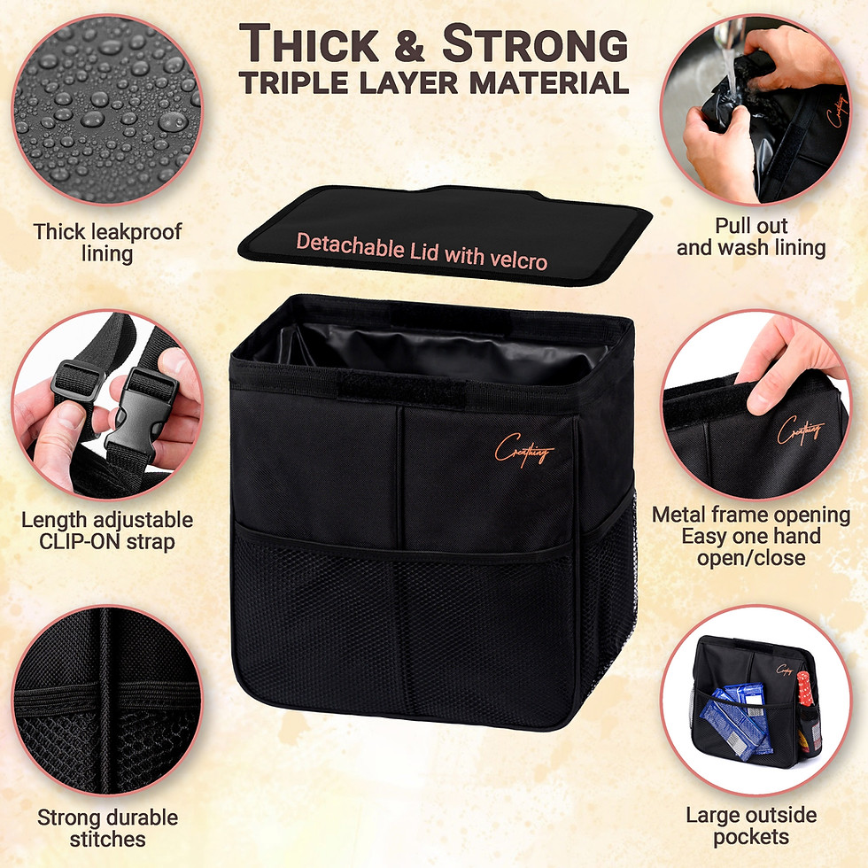 Thumbnail: Car Trash Can Large, with Leakproof Lining | Storage Bag and Trash Can for Car/T
