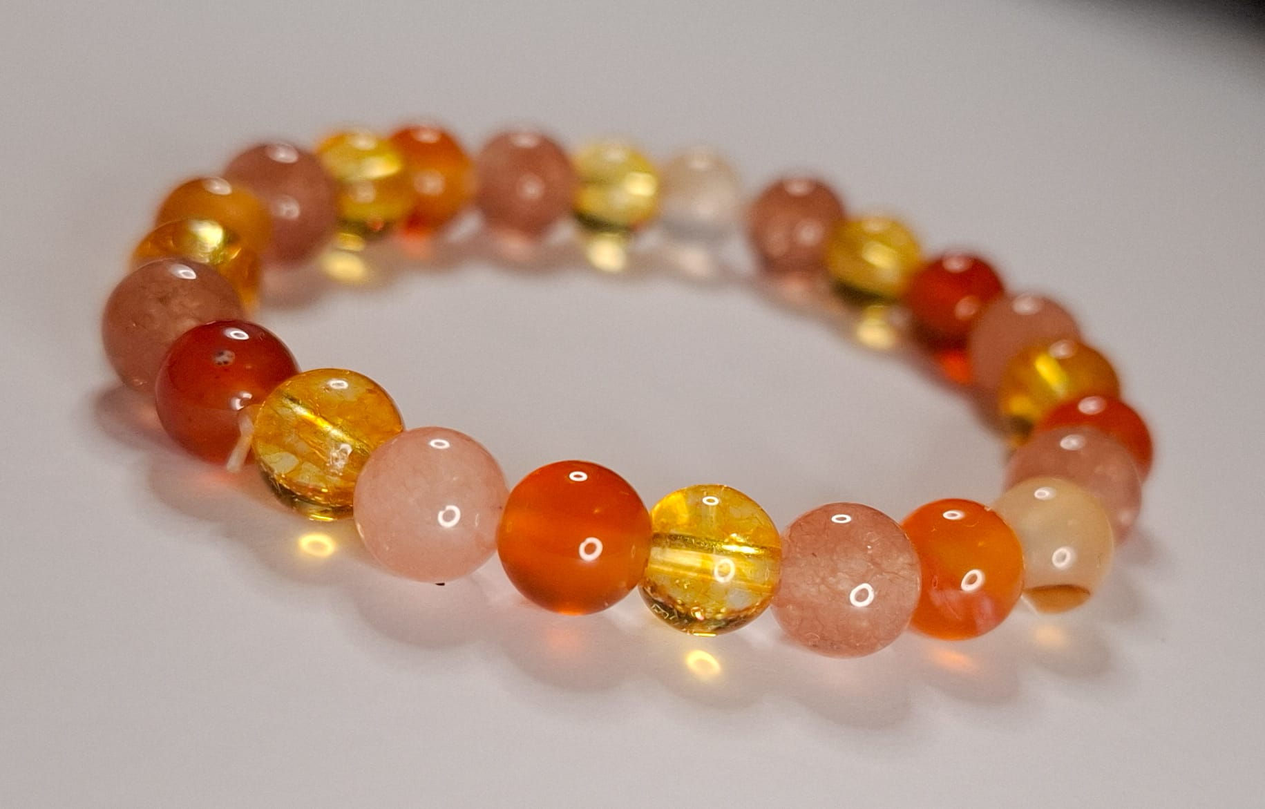 Heilarmband „Sonnenlicht“ – Citrin, Karneol & Sonnenstein