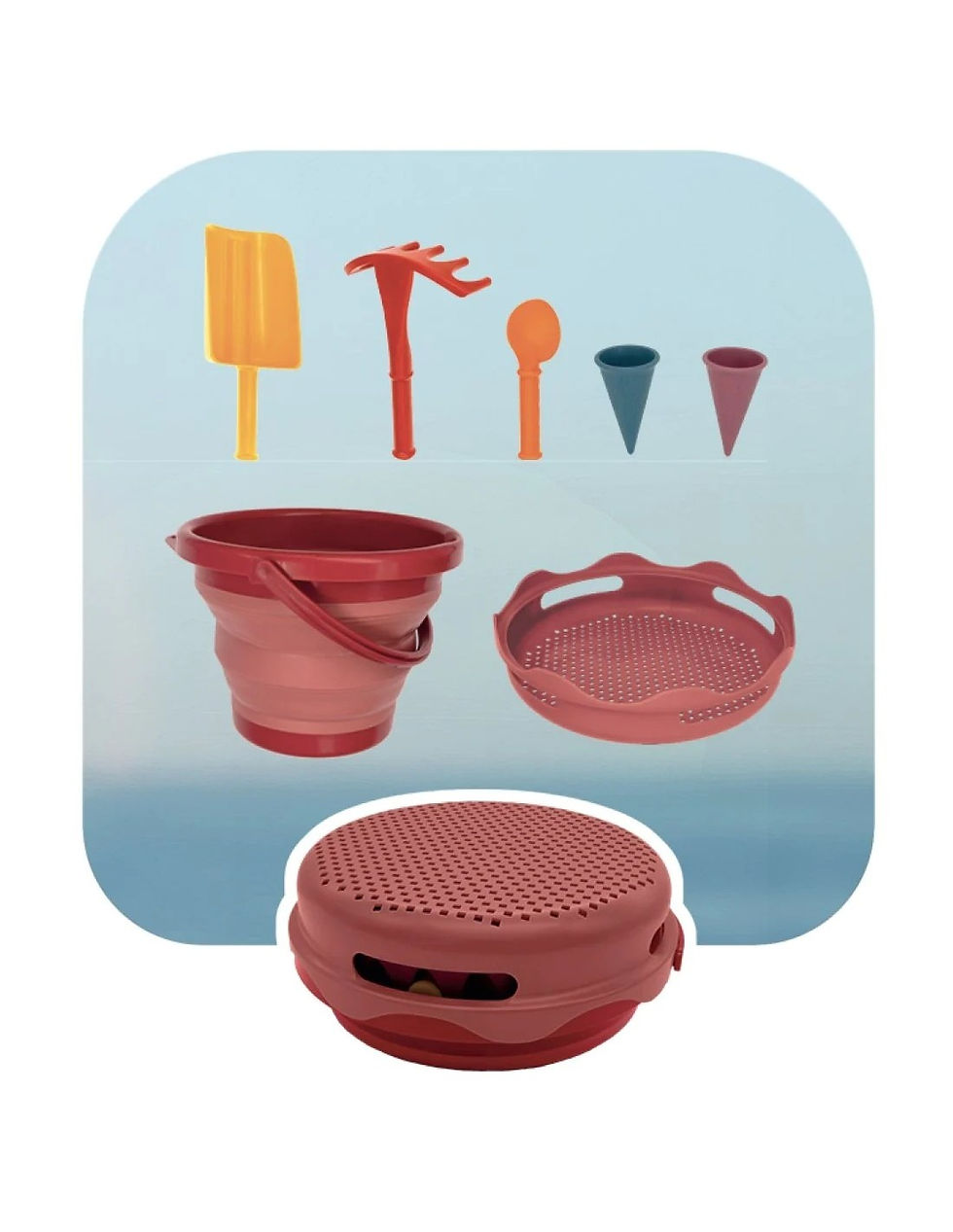 Thumbnail: Zand speelgoed - strandset 7 in 1 - Rood