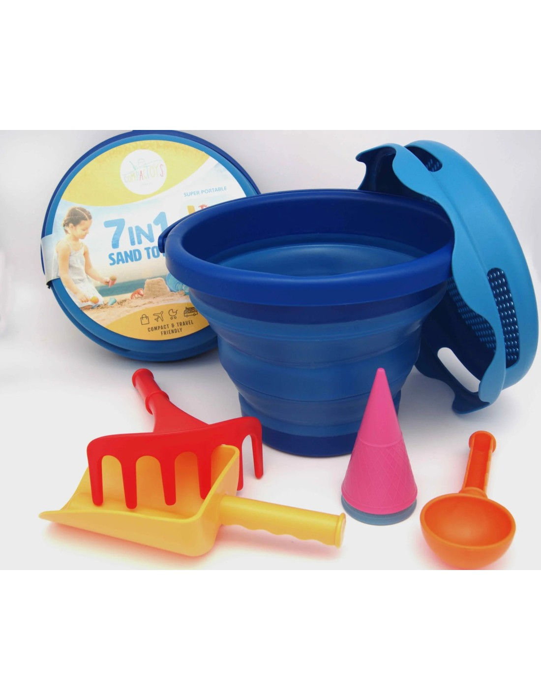 Zand speelgoed - strandset 7 in 1 - Blauw