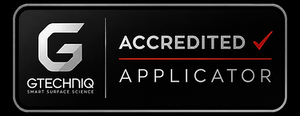 Official Gtechniq Accredited Applicator badge representing Empire Refinish's certified ceramic coating installation.