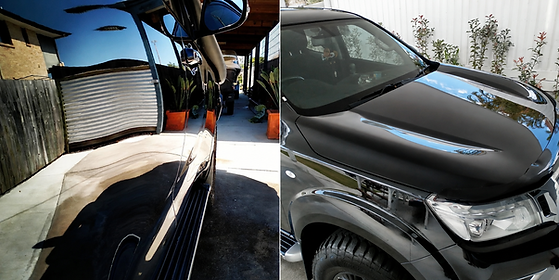 Professional paint correction restoring deep gloss on a black 4WD by Empire Refinish Brisbane.