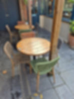 Bude Grey side chair round wooden table
