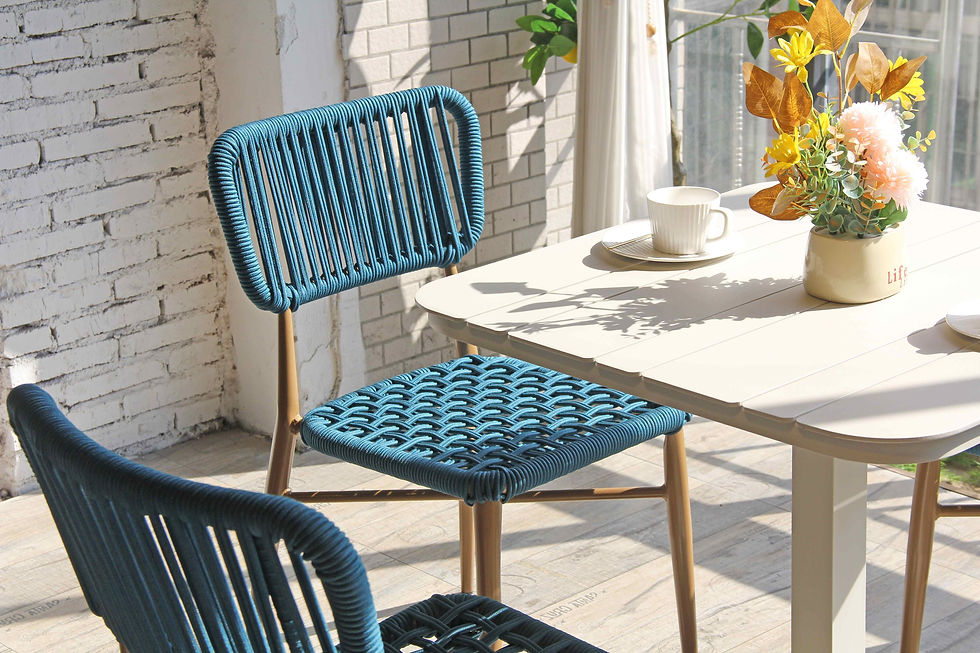 Thumbnail: Blue rope chair, patio