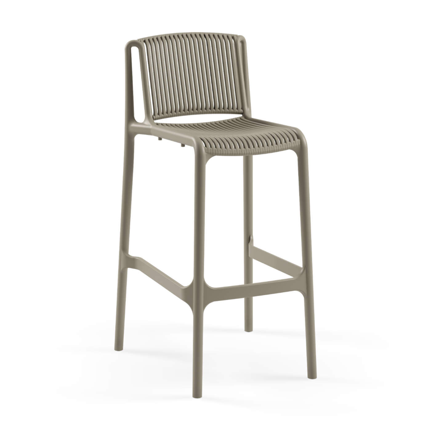 Mink coloured bar stool made from polypropylene with a rope look seat and back