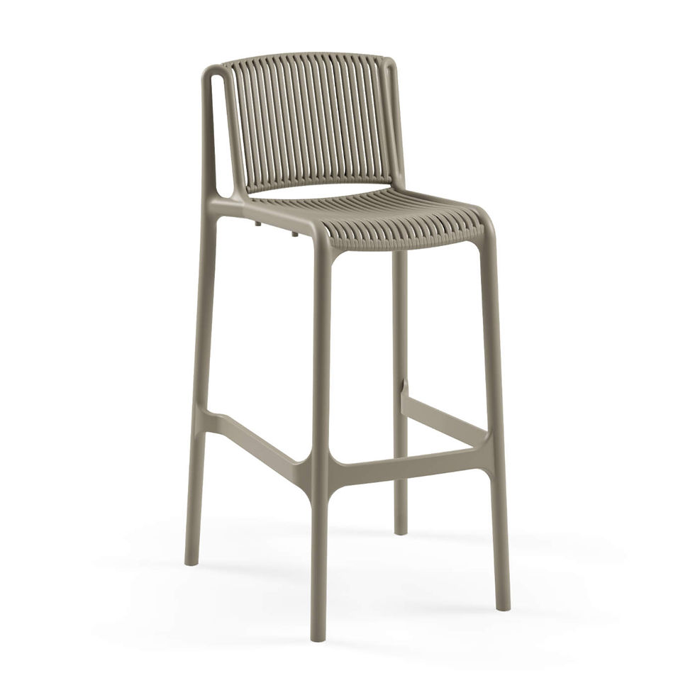 Mink coloured bar stool made from polypropylene with a rope look seat and back