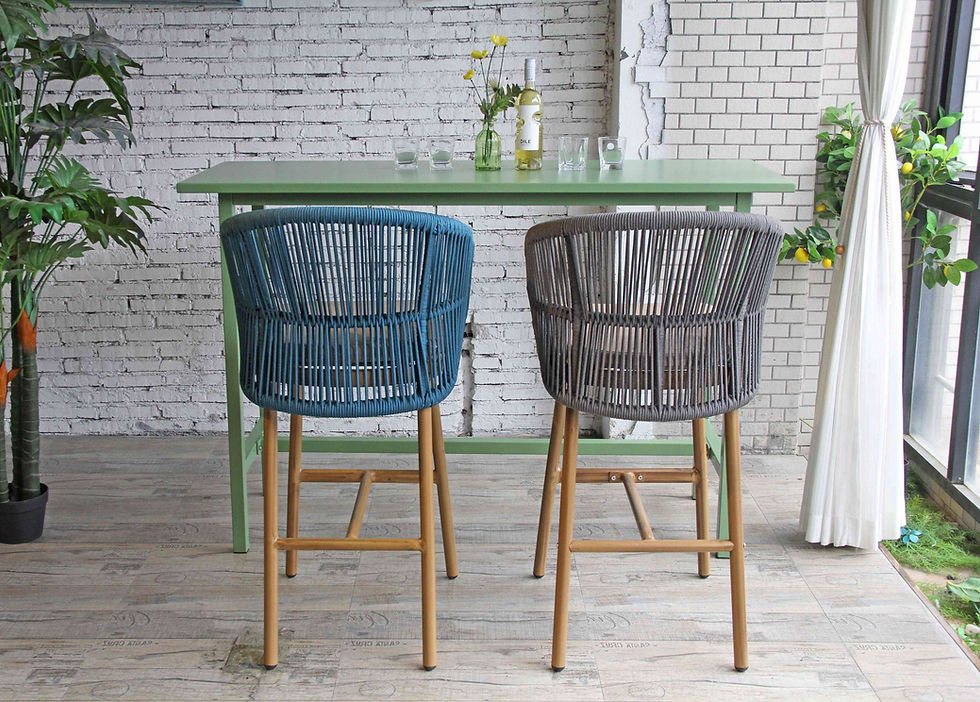 Thumbnail: Blue rope mid height chair with cushion back view