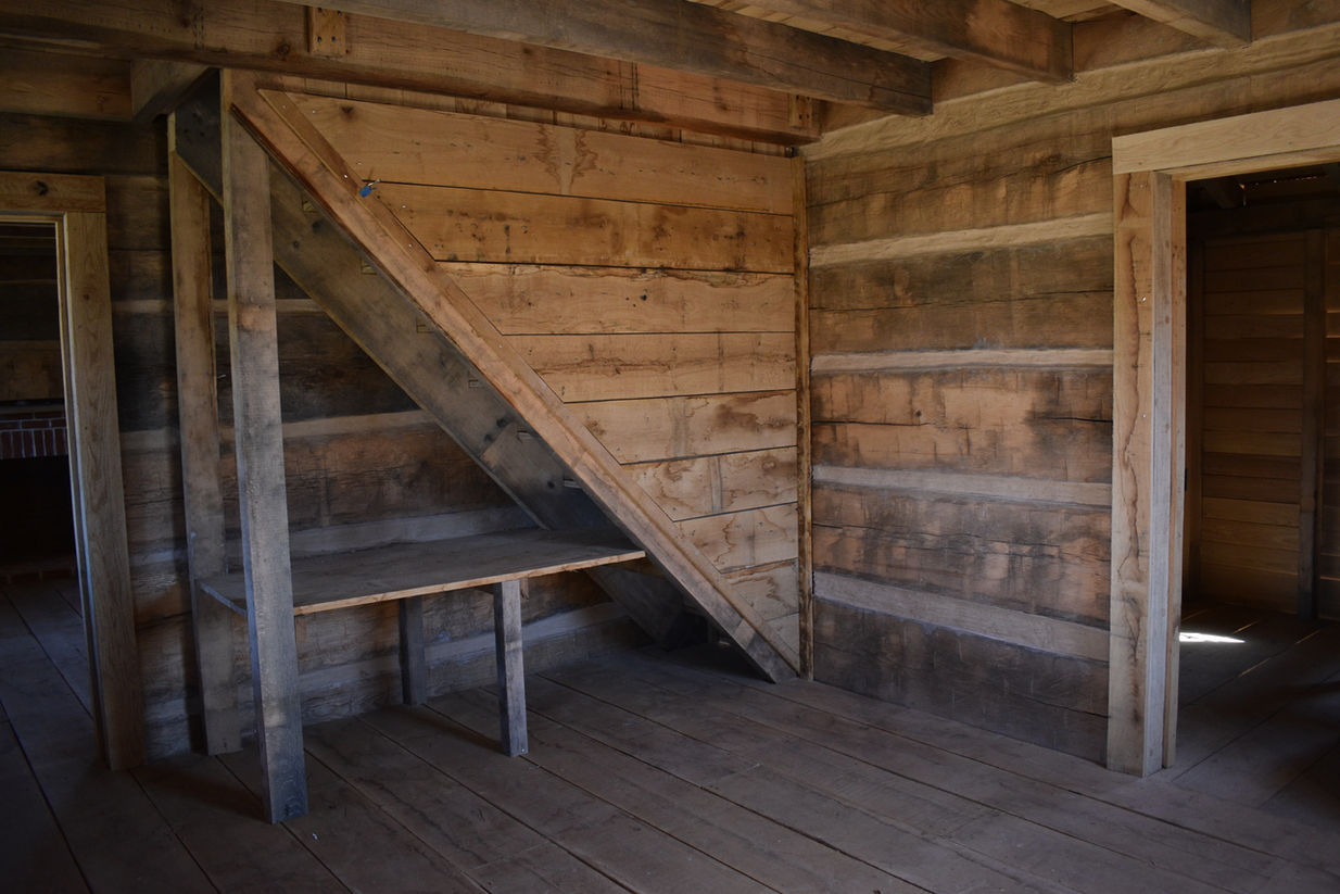 A log cabin interior.