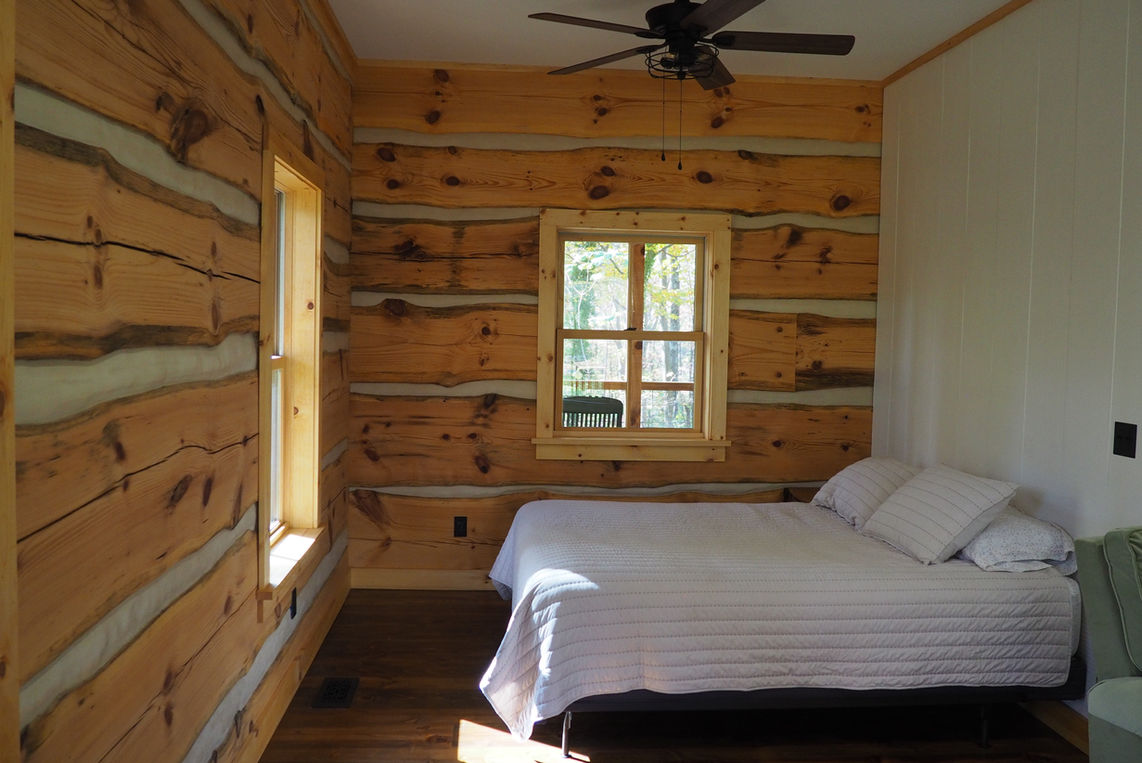 A log cabin interior.