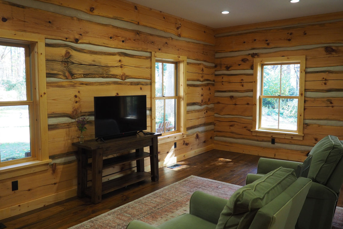 A log cabin interior.