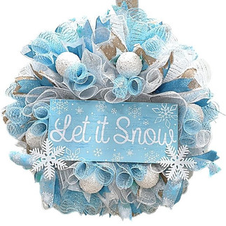 Let It Snow Christmas Wreath Blue White Silver 2021 buy online in Abu Dhabi Al Ain Dubai UAE Gateway Art Sales LLC