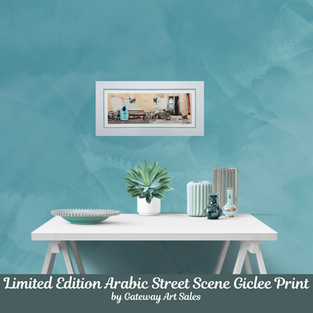 Arabic street scene giclee print for sale abstract art arabic art Arabia certificate of authenticity art gift buy now in Abu Dhabi Dubai Al Ain UAE decor decoration interiors home style souvenir momento by Gateway Art Sales LLC