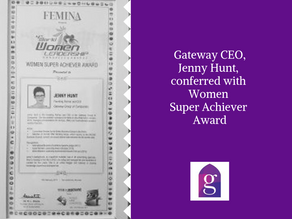 Gateway CEO, Jenny Hunt, conferred with Women Super Achiever Award