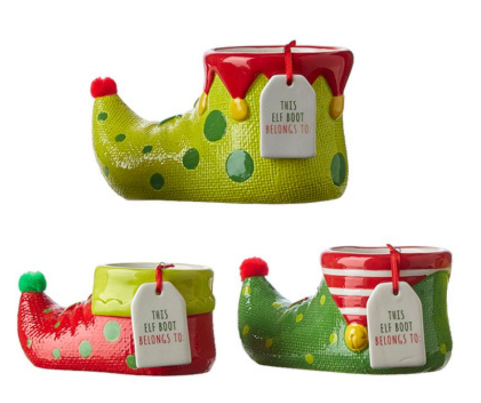 elf shoe planters christmas boot containers xmas home decor by raz imports abu dhabi al ain dubai uae