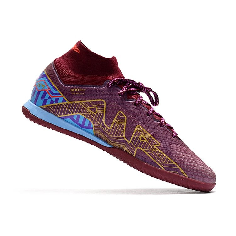 Miniatura: Chuteira NIKE Air Zoom Mercurial Superfly 9 Elite Futsal Mbappe Vinho  