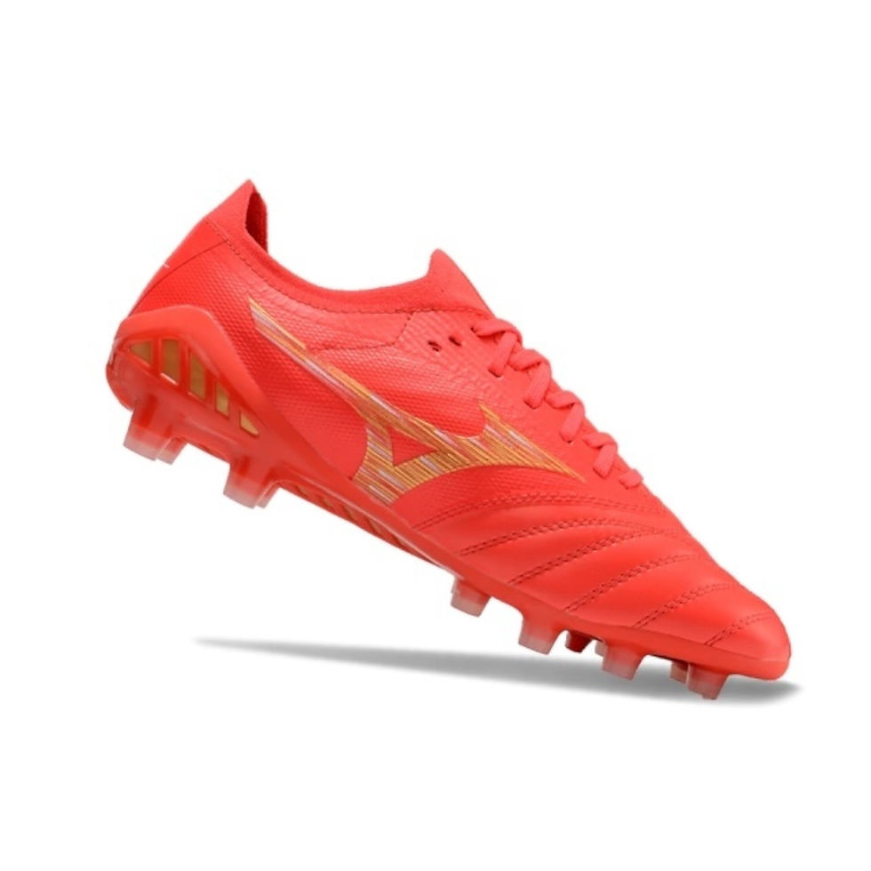 Miniatura: Chuteira Campo Mizuno Morelia Neo Made In Japan FG Vermelho/Amarela
