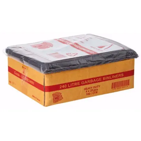 240LT Heavy Duty Black Garbage Bags