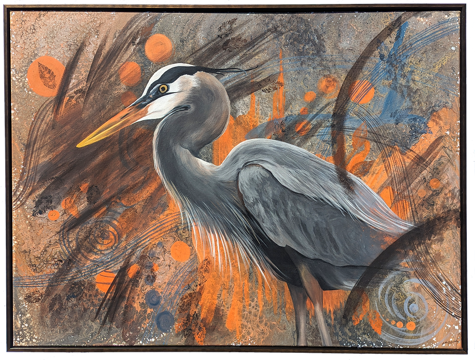 heron with abstract background