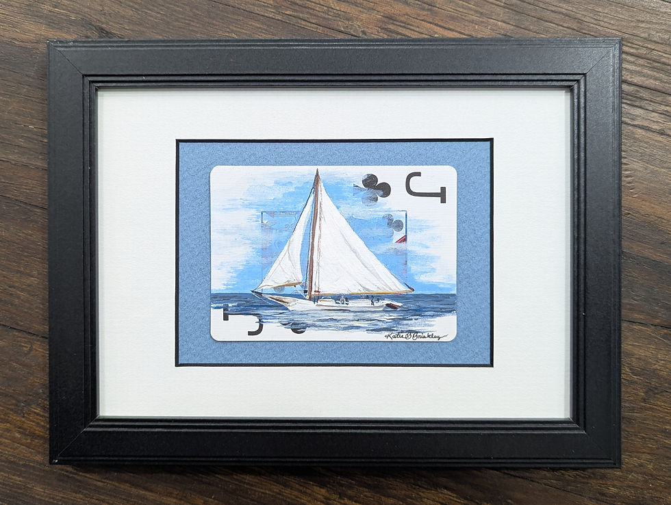 skipjack painting on jack of clubs playing card