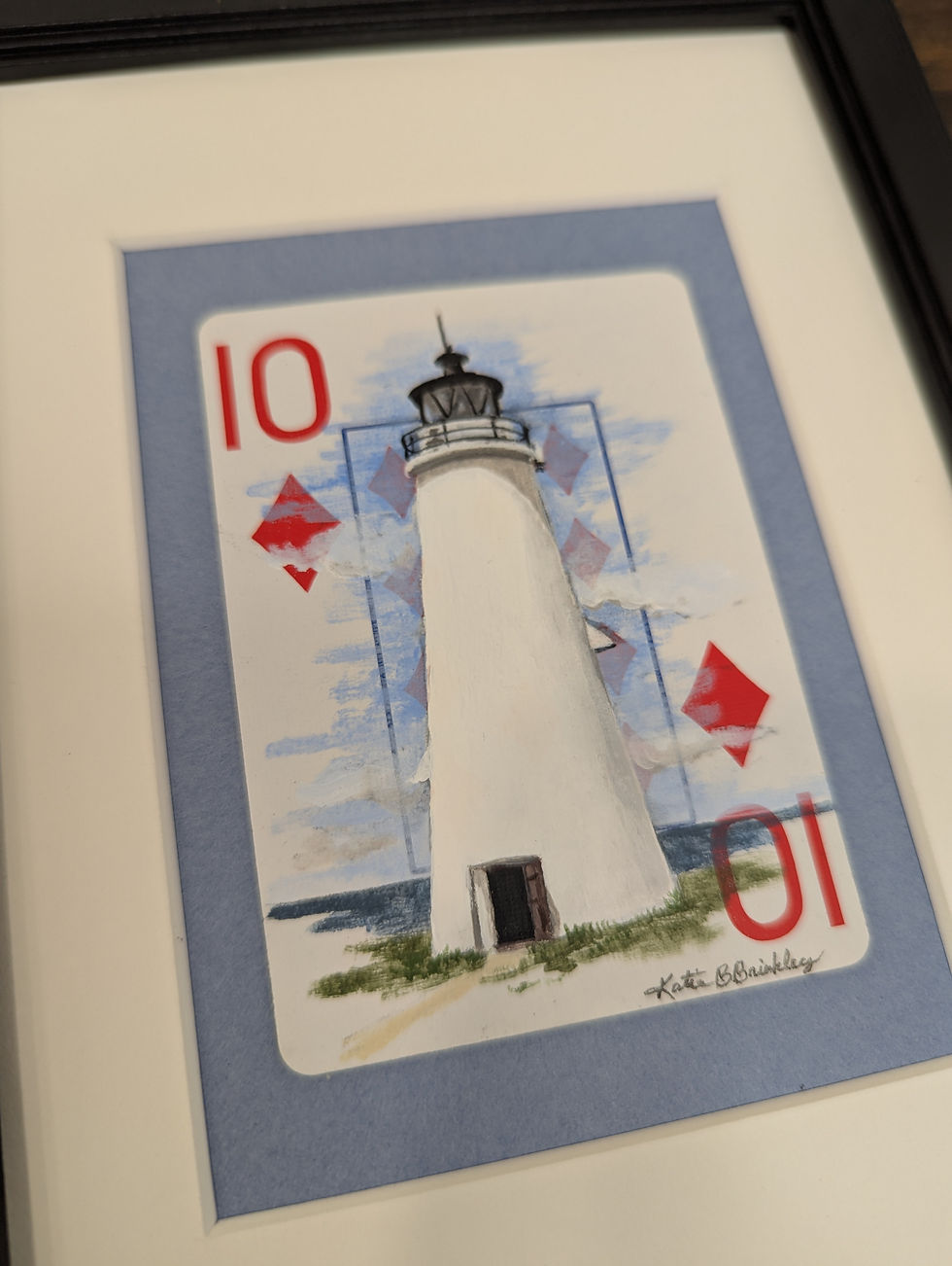 Cove Point Lighthouse painting on a ten of diamonds playing card