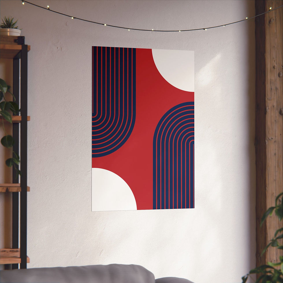 Thumbnail: Modern Geometric 10 Matte Poster - Boston Red Sox - Away