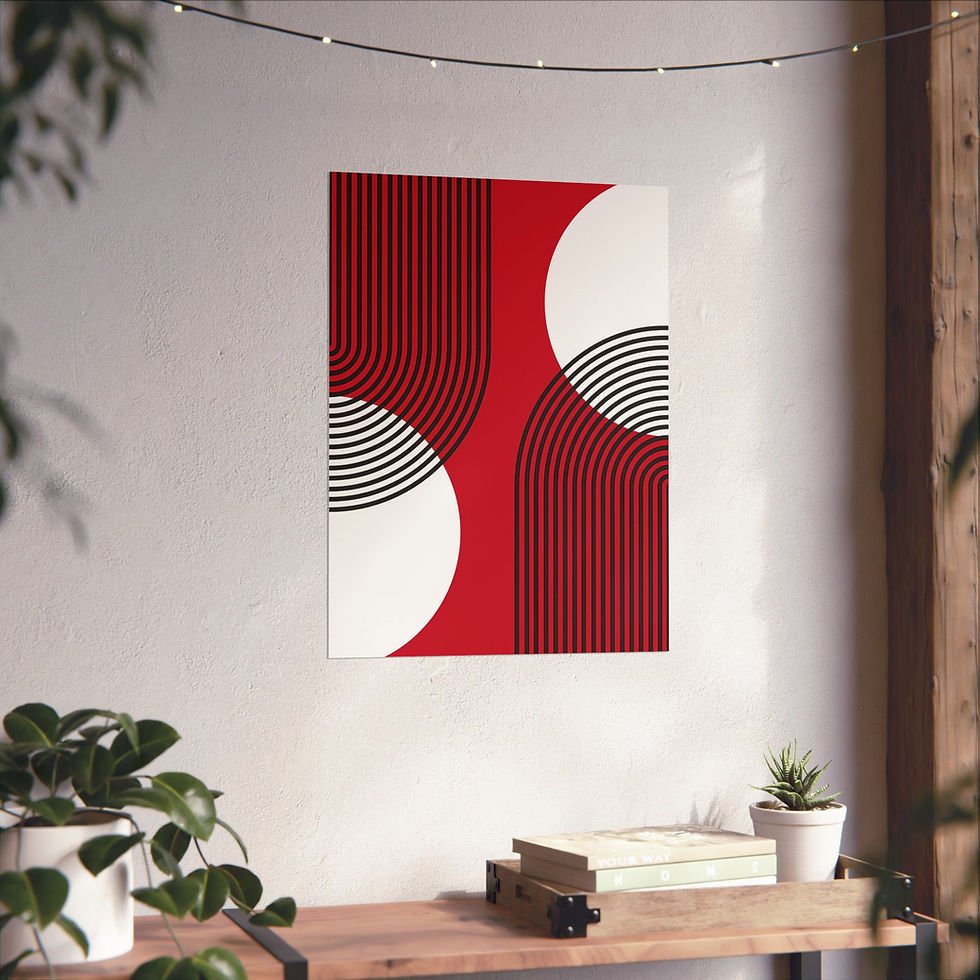 Thumbnail: Geometric 25 Matte Poster - Cincinnati  Reds - Away