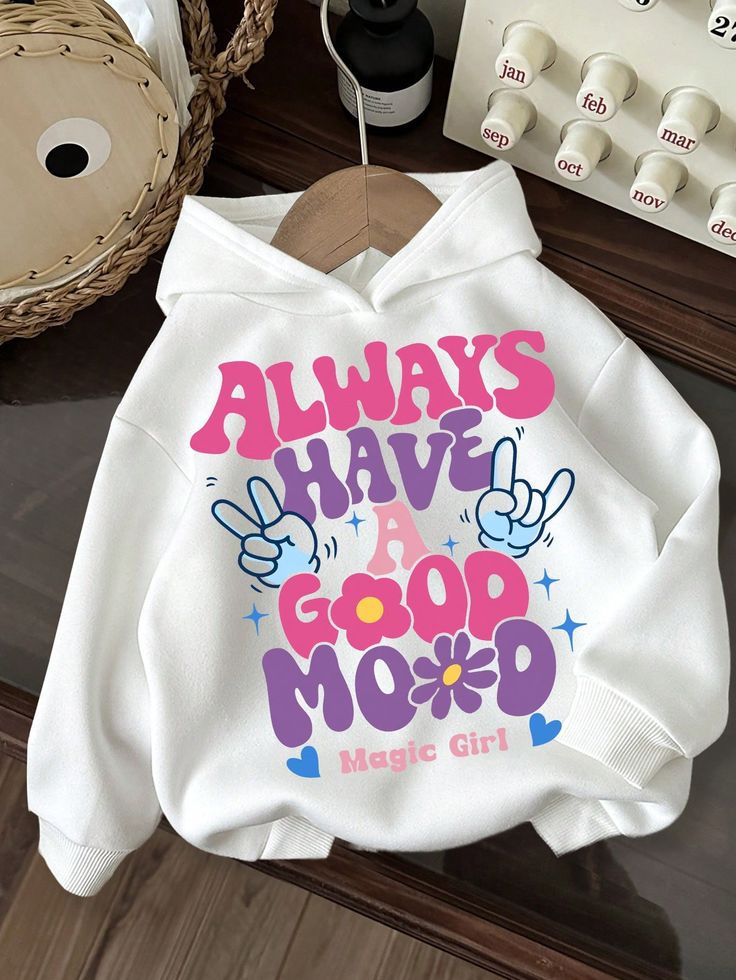Sudadera con capucha holgada y gruesa con estampado de letras casual para niña preadolescente, adecuada para otoño_invierno