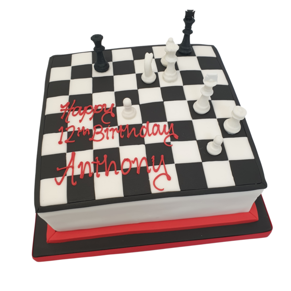Indulge in a stunning chess-themed cake, a true winning gambit that will impress all guests at your event with its intricate design and elegant presentation.