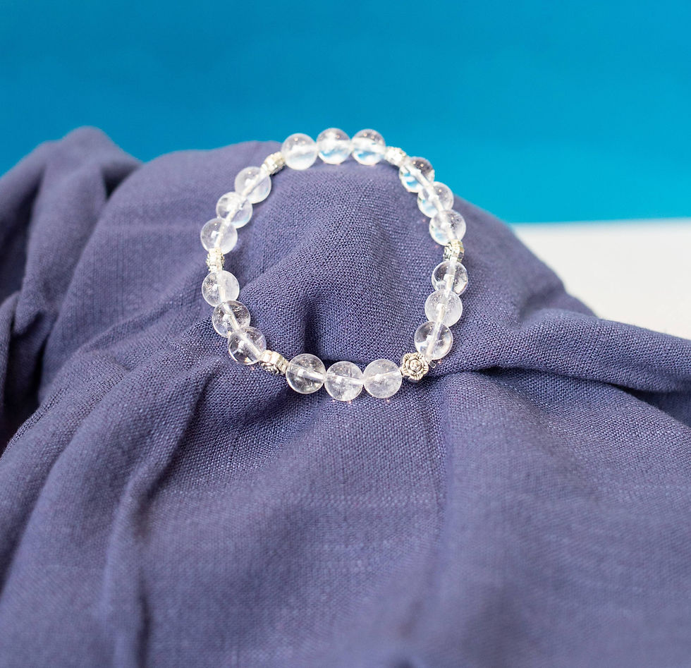Thumbnail: Clear Quartz Bracelet - loop of clear gems with silver workings
