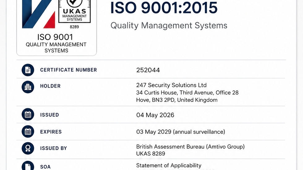 ISO 9001:2015 certificate and logo