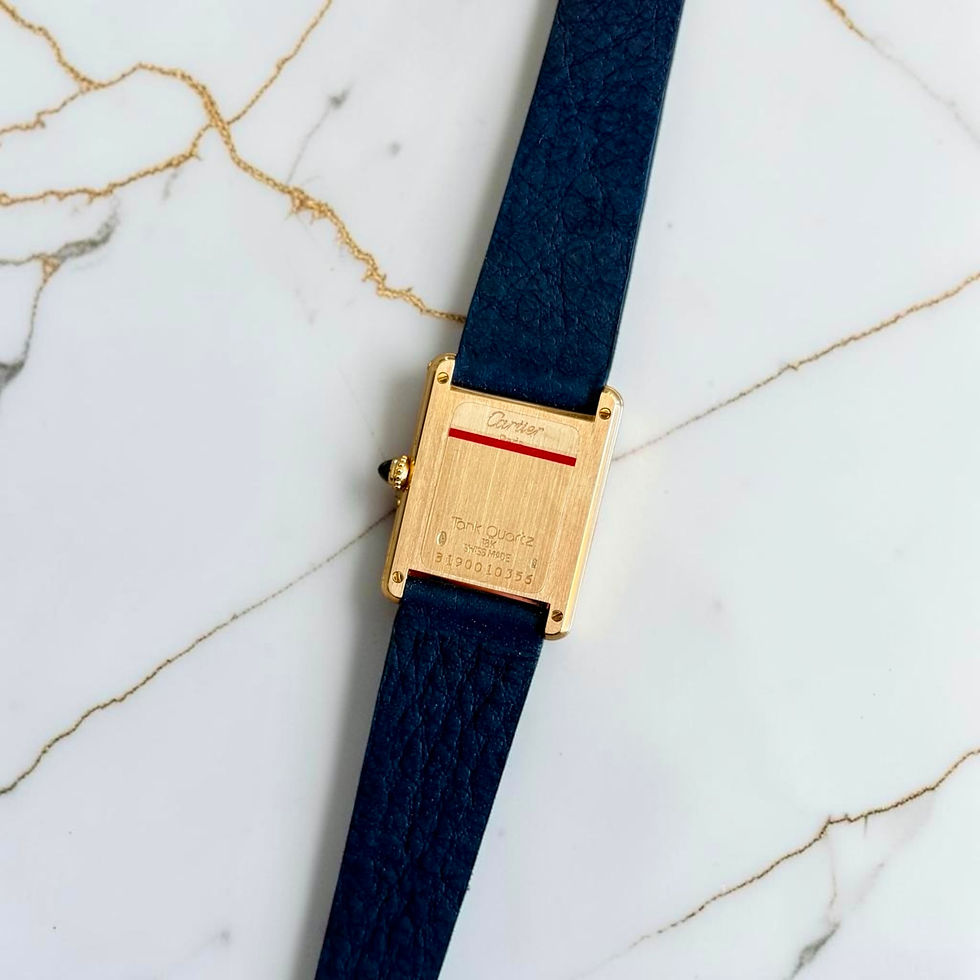 Thumbnail: Back of Cartier Tank Louis Moonphase 819001 with blue strap