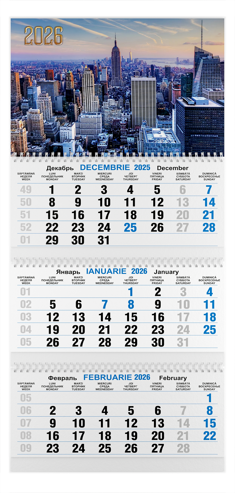 Calendar de perete trimestrial 2026 6