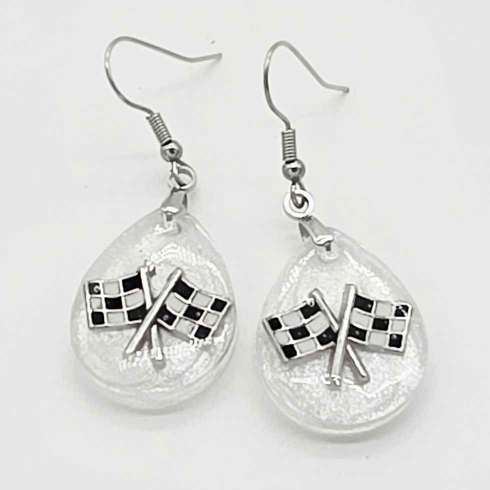 Thumbnail: Resin earrings - Race fans, flags with white background