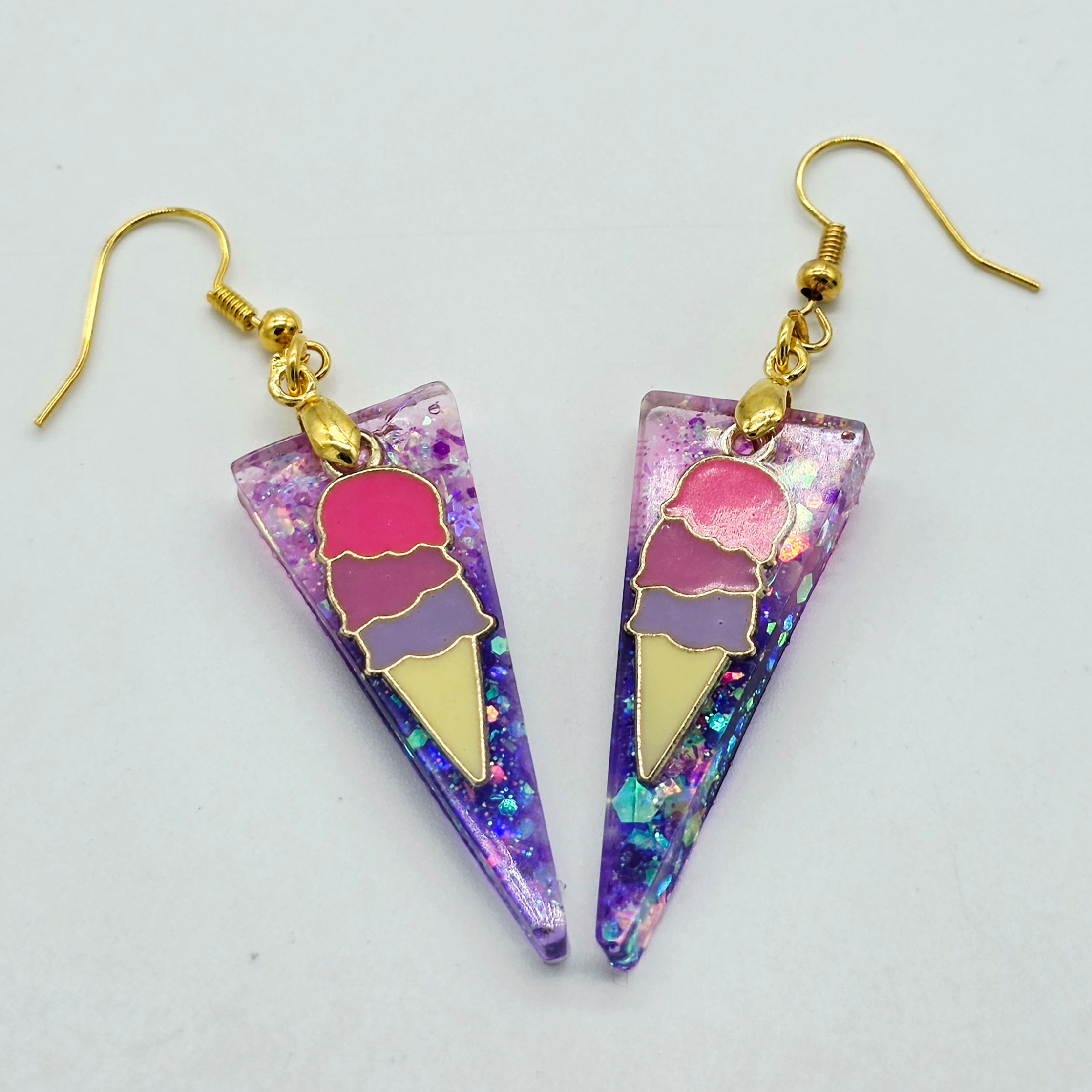 Resin earrings - Colorful Ice Cream Cones