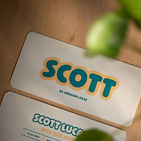 Geboortekaartje Scott - chunky typografie in crème & petrolgroen