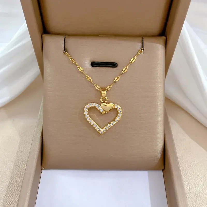 Miniatura: Colar de Coração de Zircônia em Ouro