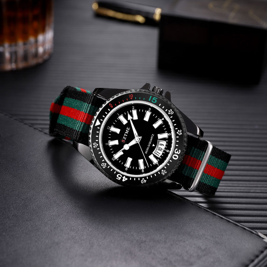Miniatura: Relógio de Quartzo Masculino com Pulseira de Nylon e Função de Luz Noturna