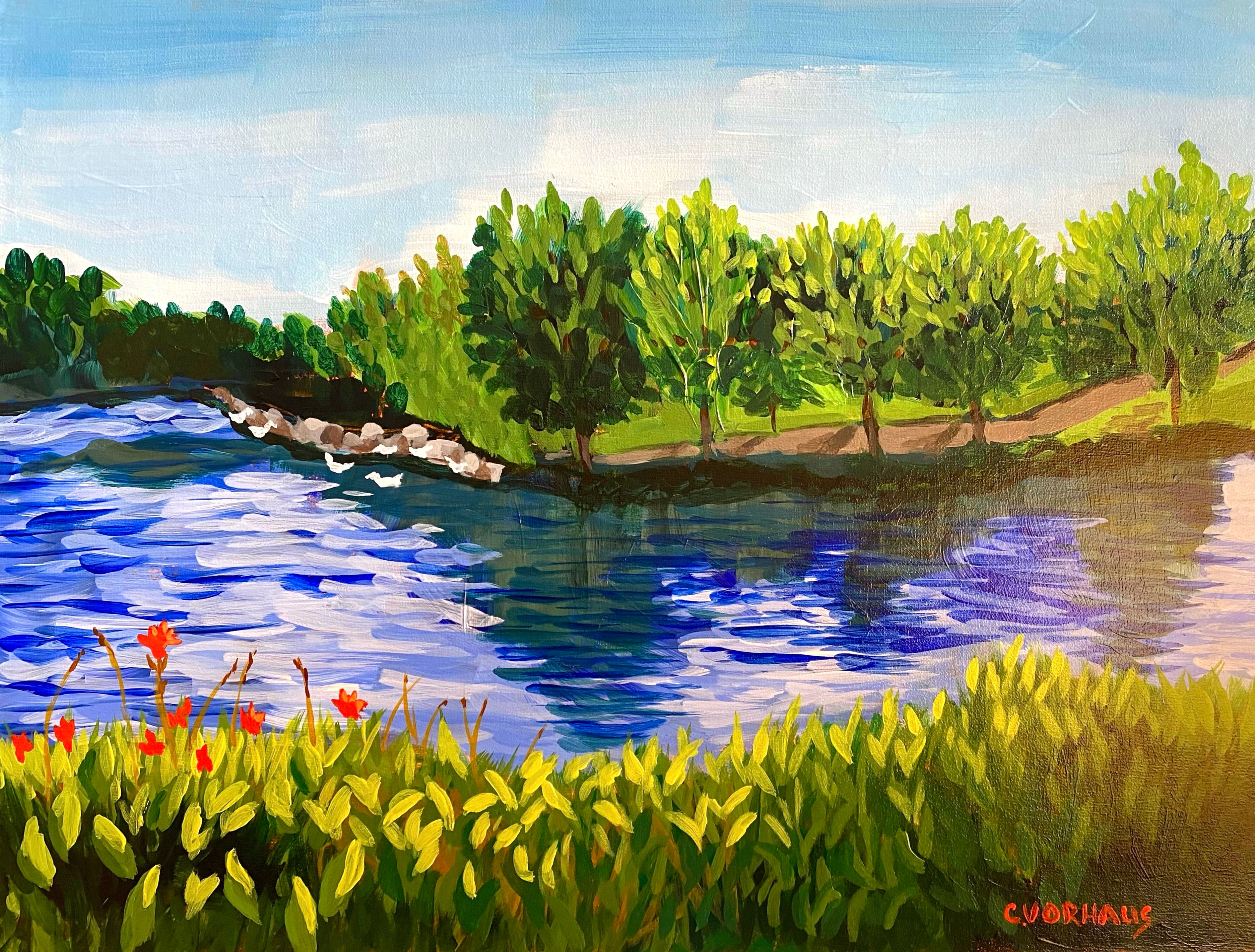 "Canna on the Lake" 12"x16"