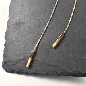 18in (24in full length) bolo style necklace and earrings. 14k accents with sterling silver. Handmade custom fine jewelry design.