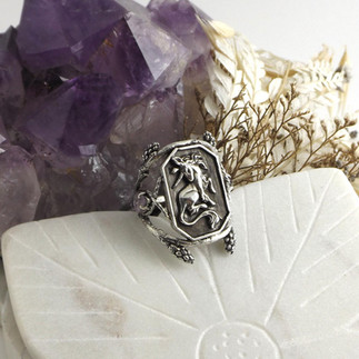 Amalthea's Grove Signet Ring. Sterling silver with amethyst.