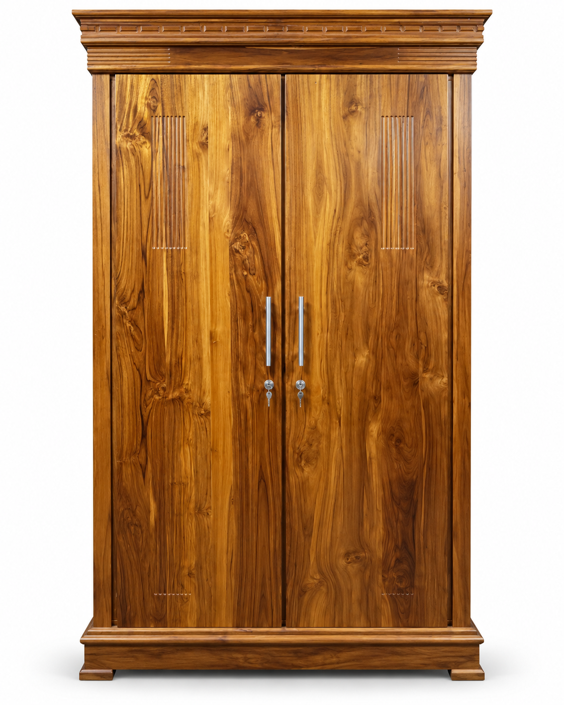 Simple Striped Double-Door Wardrobe
