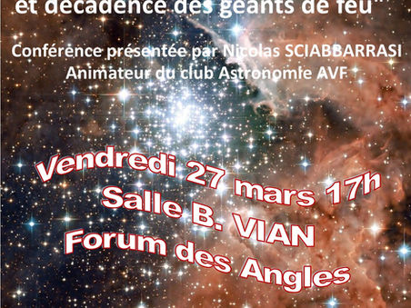 Conférence: Vie et mort des étoiles.