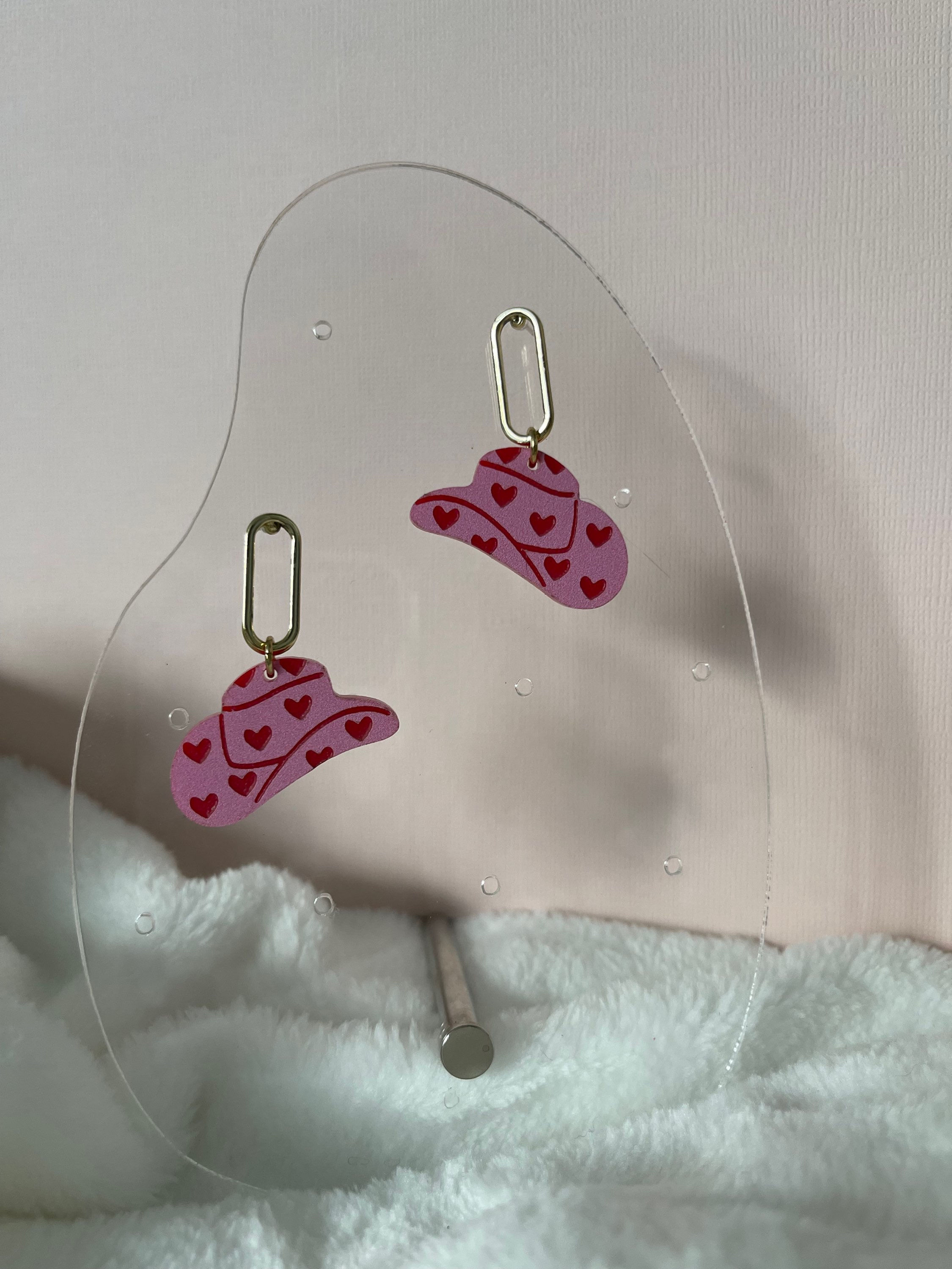 Howdy Heart Hat Earrings